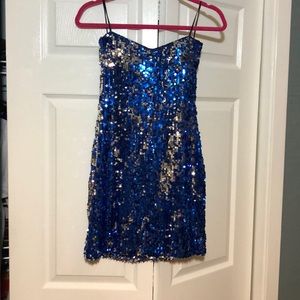 Arden B Blue Sequin Mini Dress